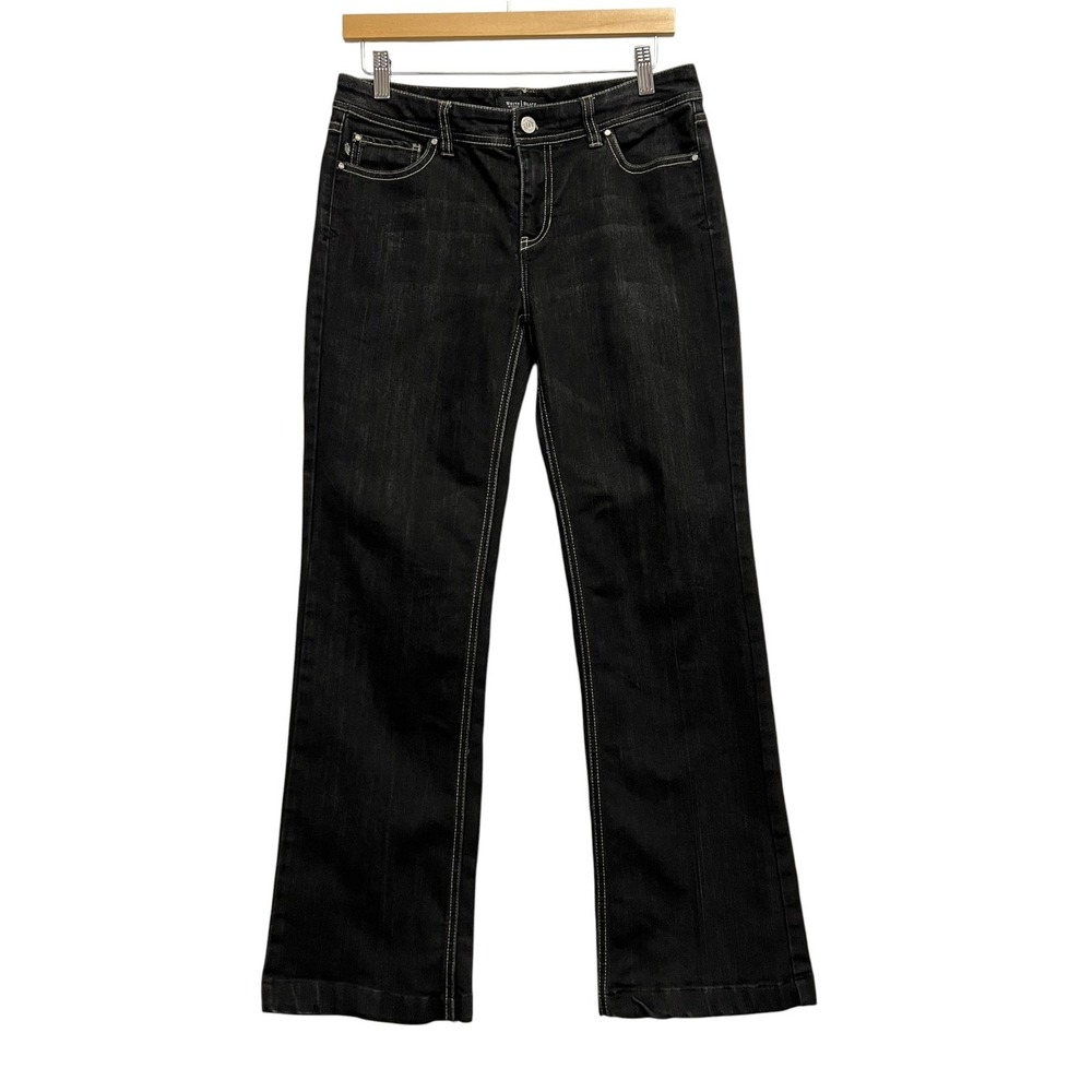 White House Black Market Blanc Jeans Womens 6R Black Bootcut Contrast Stitch